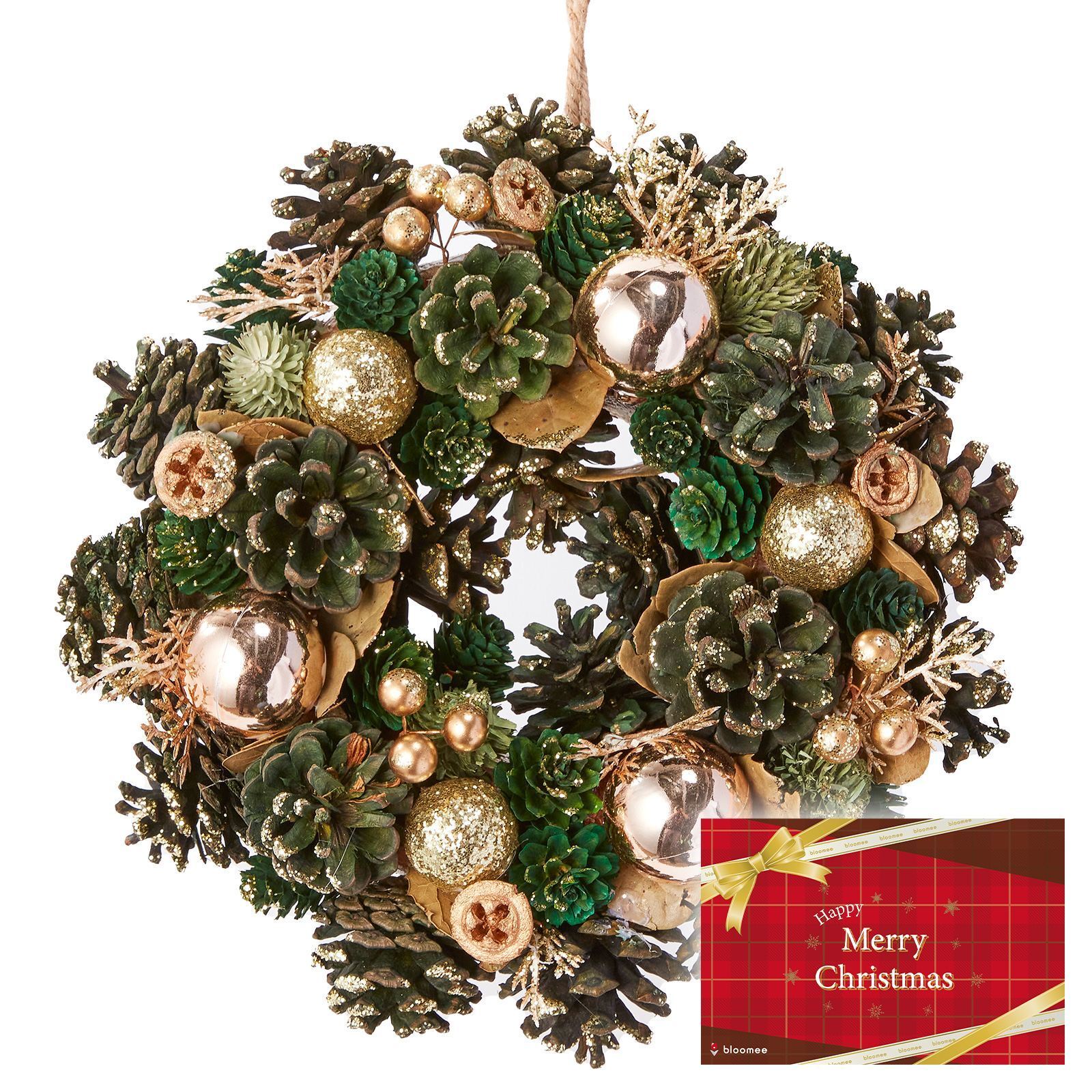 クリスマスリース グリーン クリスマスカード付き