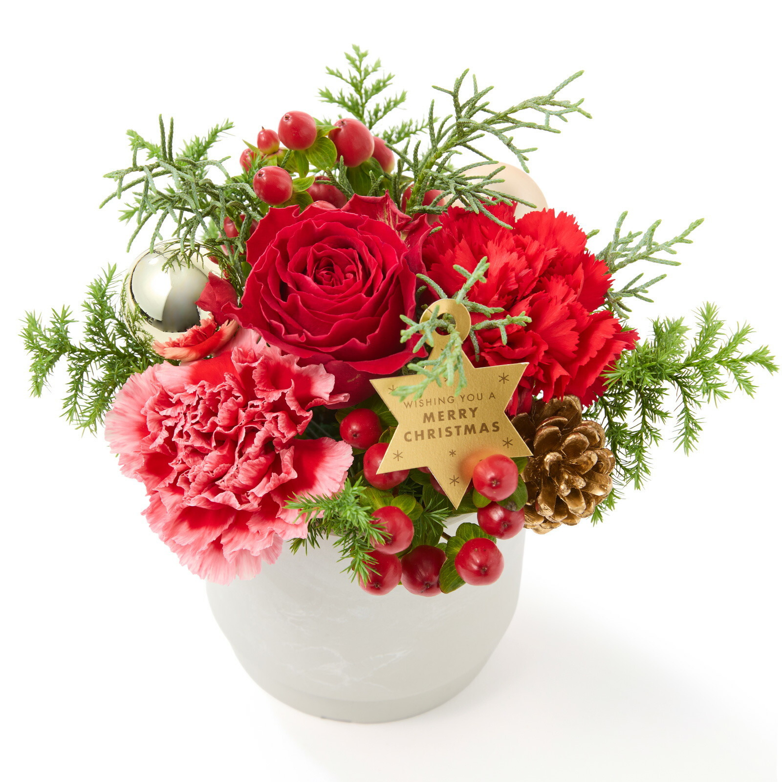 アレンジメント(クリスマスver、Sサイズ ) クリスマスカード付き