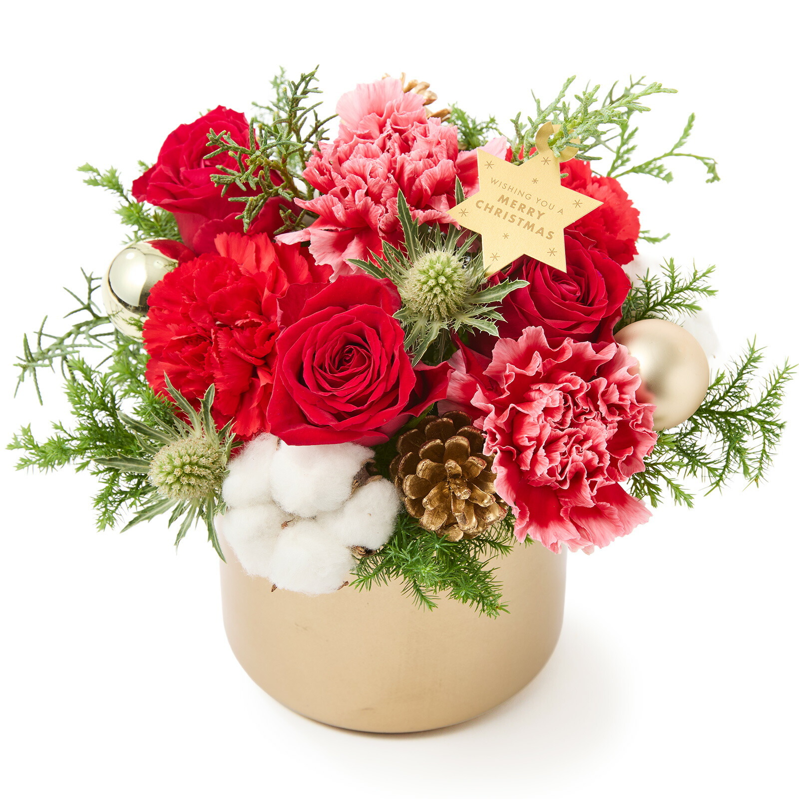 アレンジメント(クリスマスver、Mサイズ) クリスマスカード付き