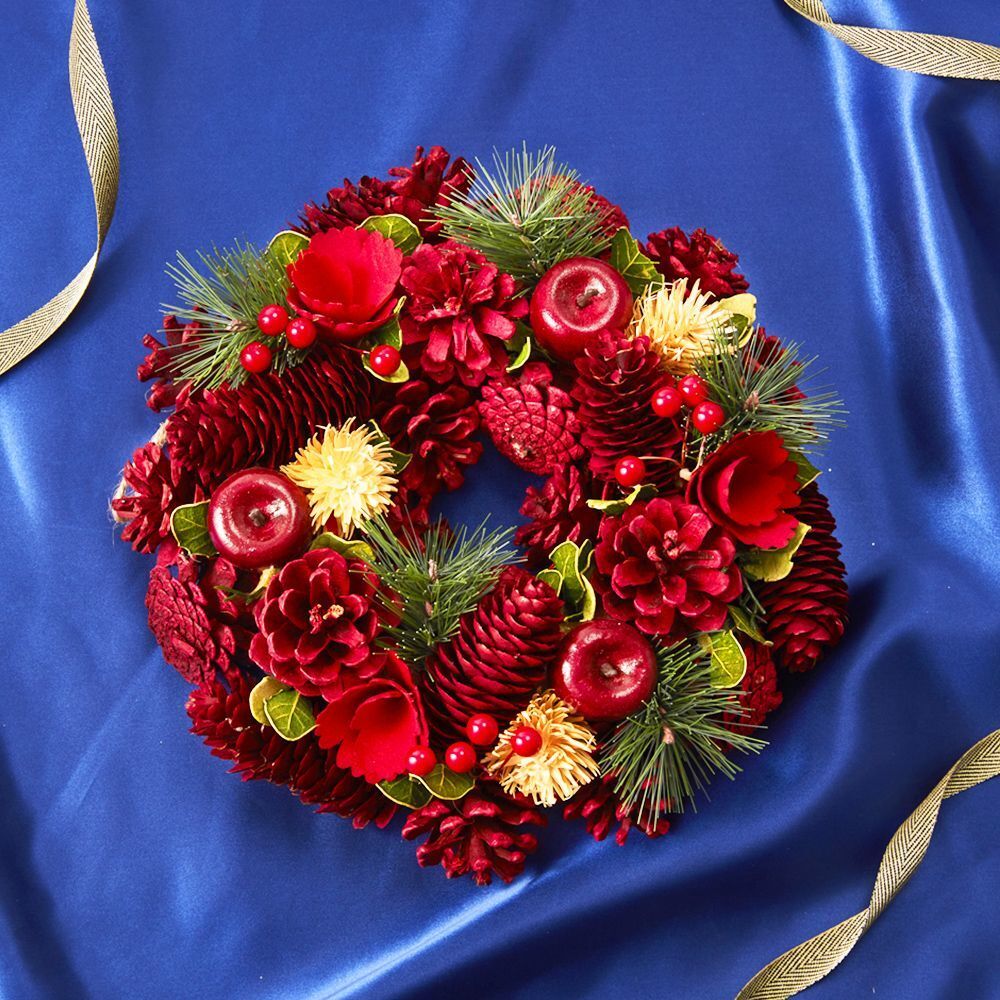 クリスマスリース ワインレッド