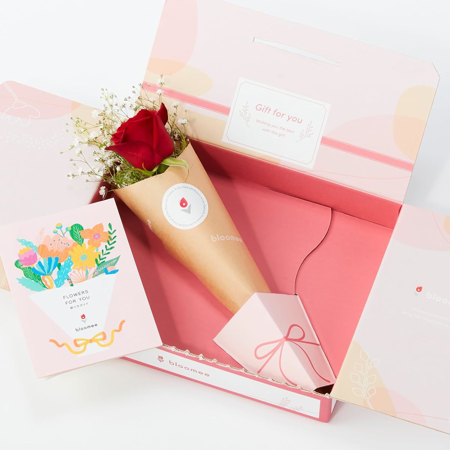 バラのミニブーケ クリスマスカード付き