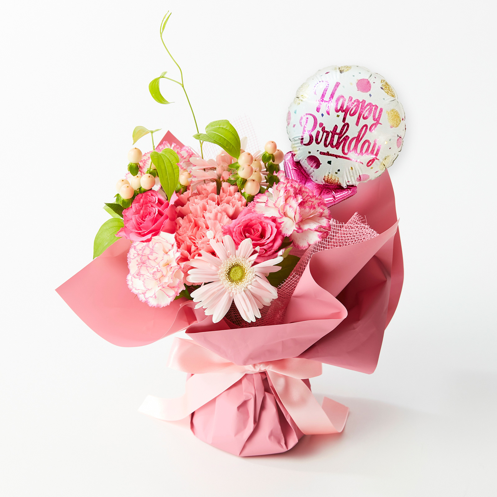 そのまま飾れるブーケ(おまかせ)Sサイズ Happy Birthdayバルーン