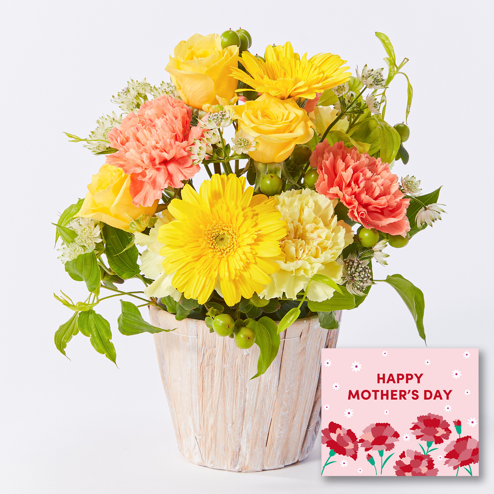 アレンジメント Mサイズ イエロー【母の日カード付き】