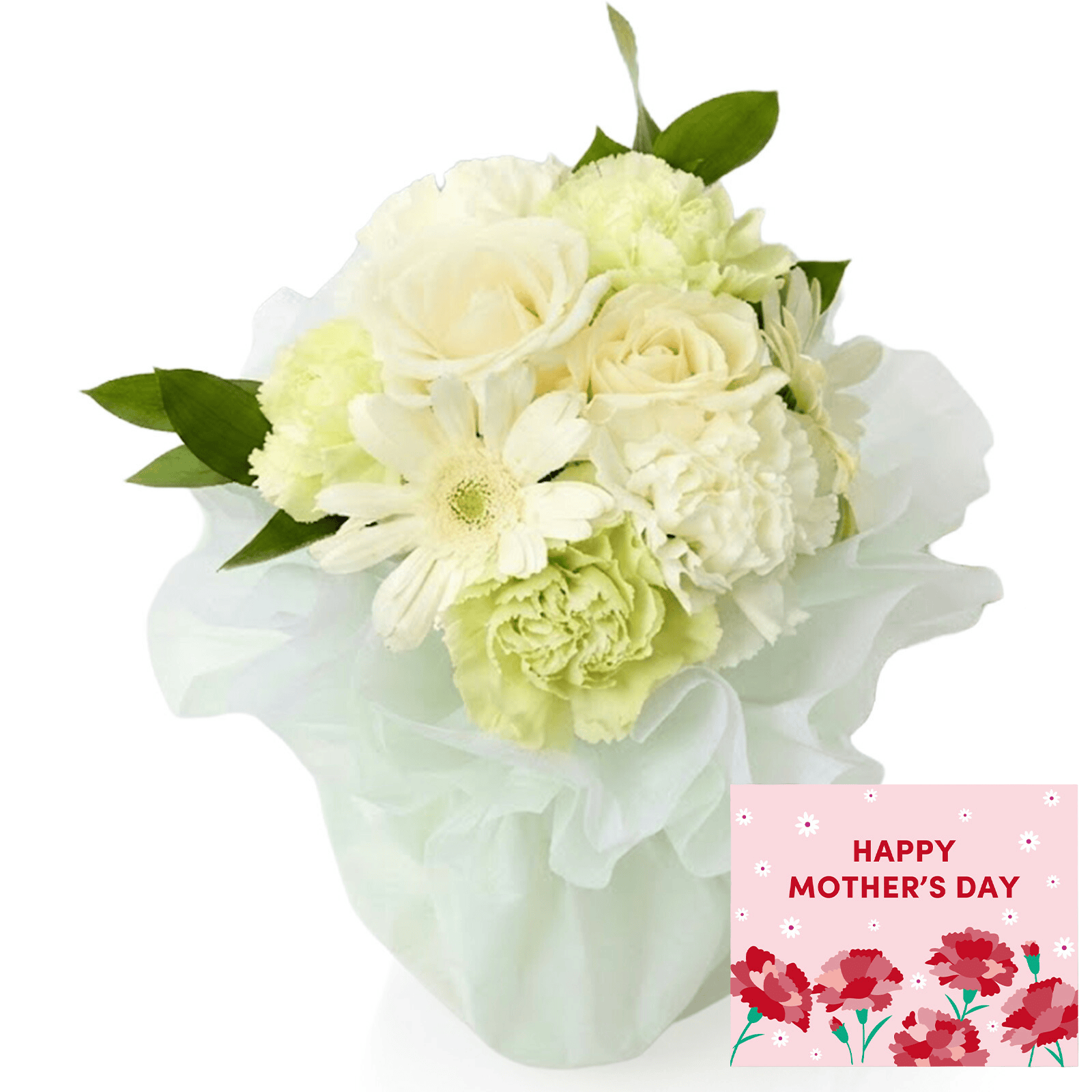 そのまま飾れるブーケ Sサイズ ホワイト【母の日カード付き】