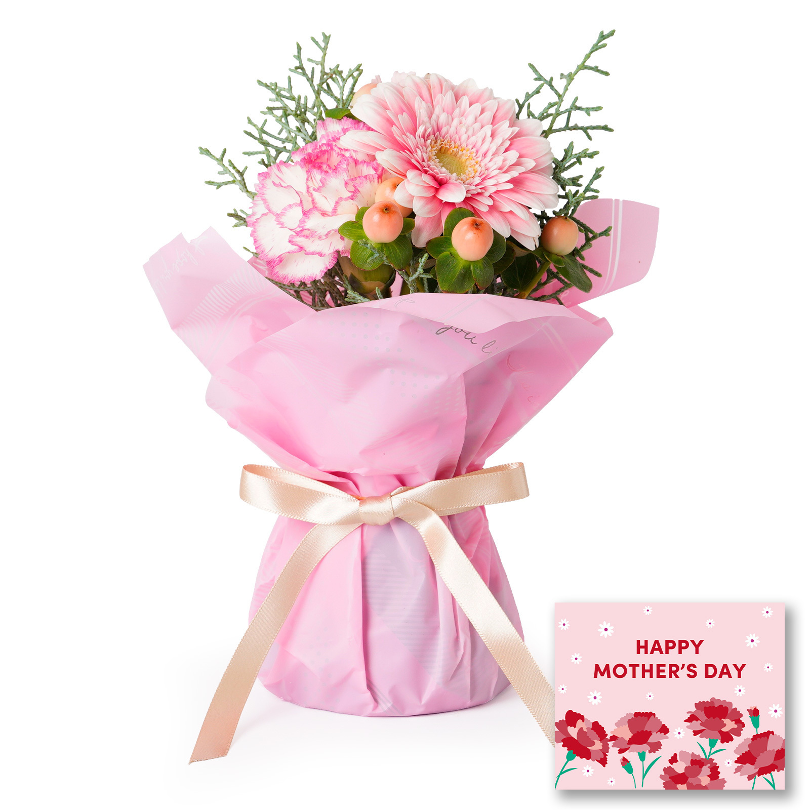そのまま飾れるブーケ XSサイズ ピンク【母の日カード付き】