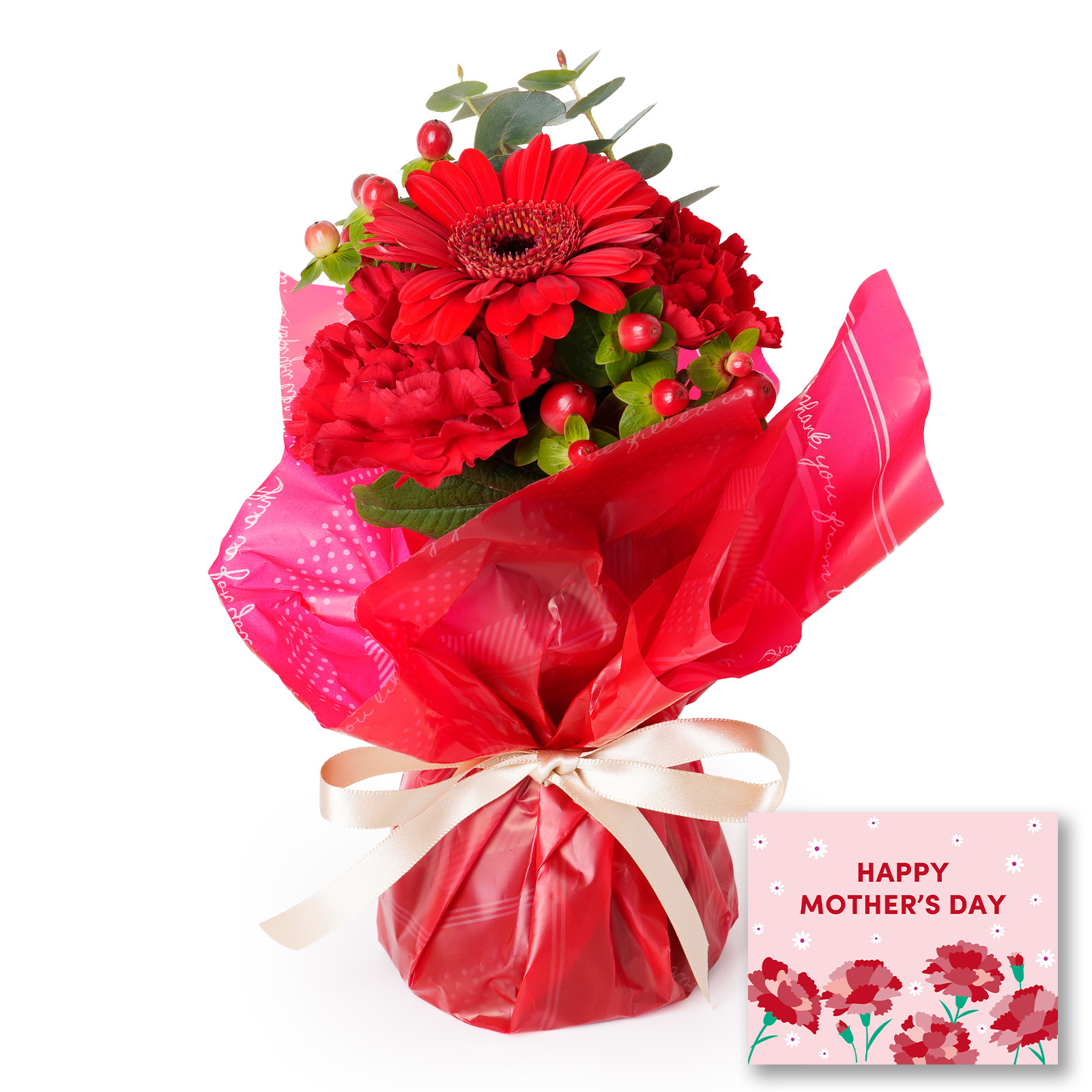 そのまま飾れるブーケ XSサイズ 赤【母の日カード付き】