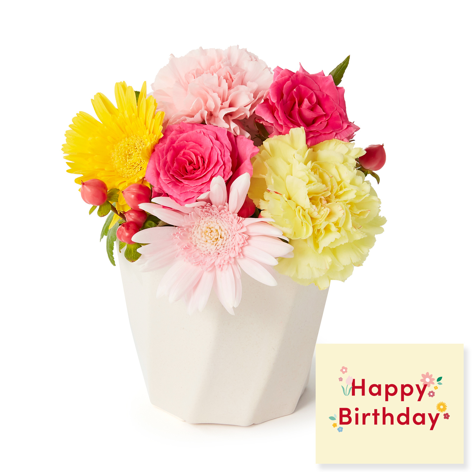 アレンジメント(カラフル)Sサイズ　Happy Birthdayカード付き