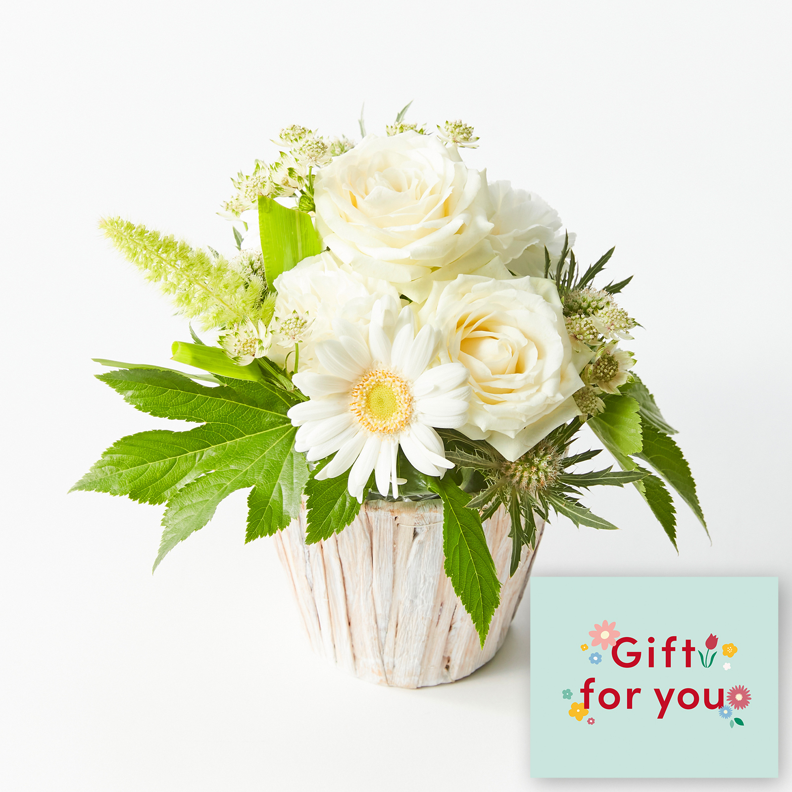 アレンジメント(白)Sサイズ　Gift for youカード付き