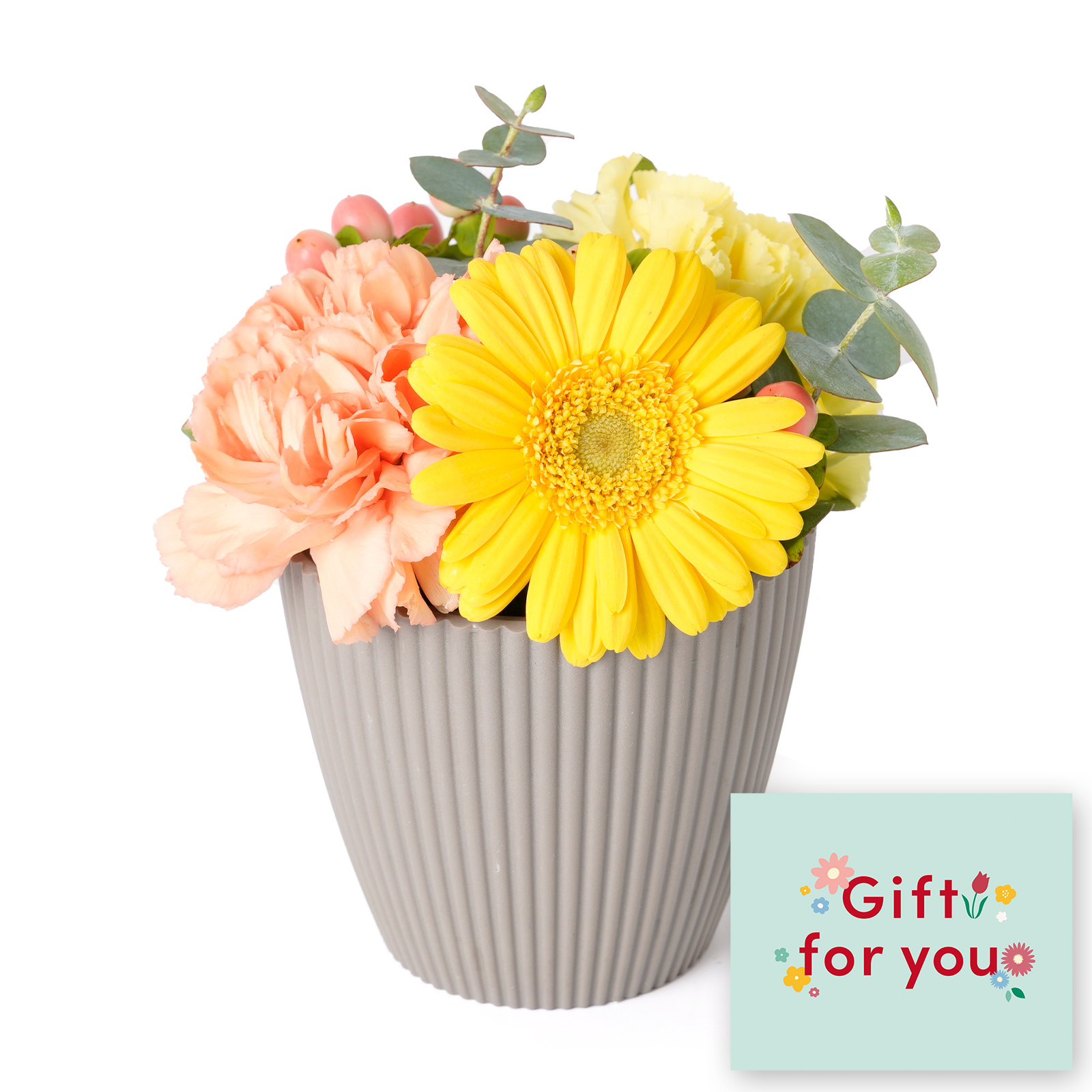 アレンジメント(黄)XSサイズ　Gift for youカード付き