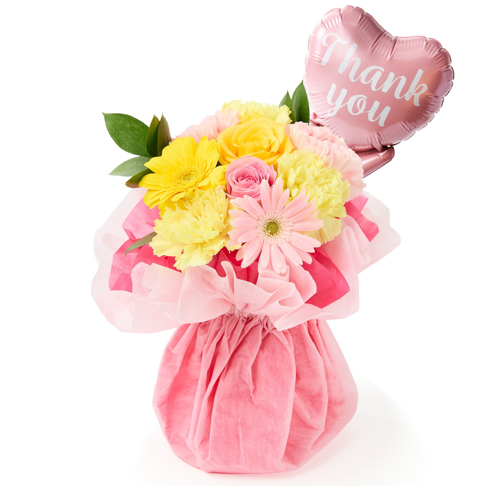 そのまま飾れるブーケ(カラフル、Sサイズ) Thank youバルーン付き