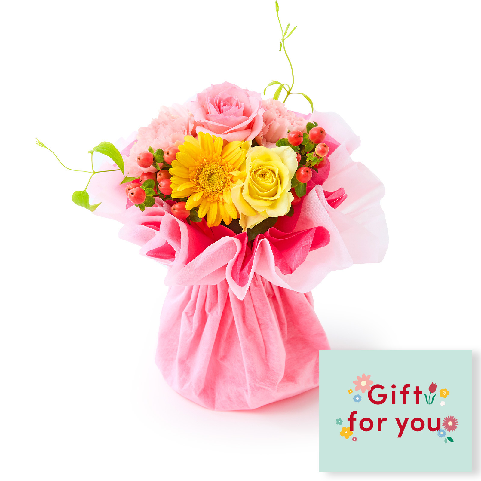 そのまま飾れるブーケ(カラフル)Sサイズ　Gift for youカード付き