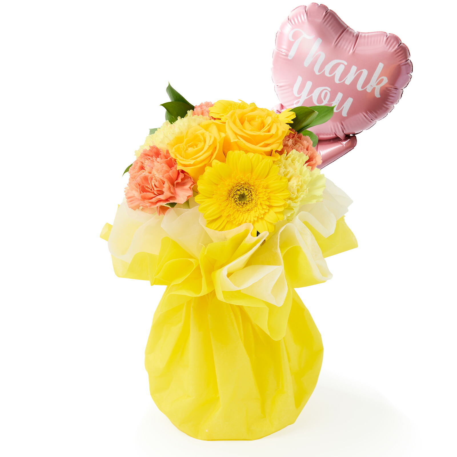 そのまま飾れるブーケ(黄色、Sサイズ) Thank youバルーン付き