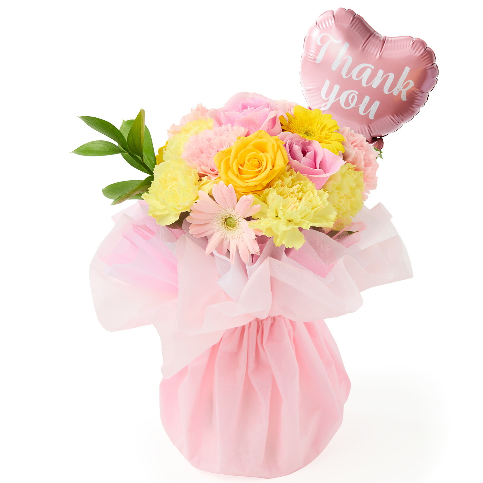 そのまま飾れるブーケ(カラフル、Mサイズ) Thank youバルーン付き