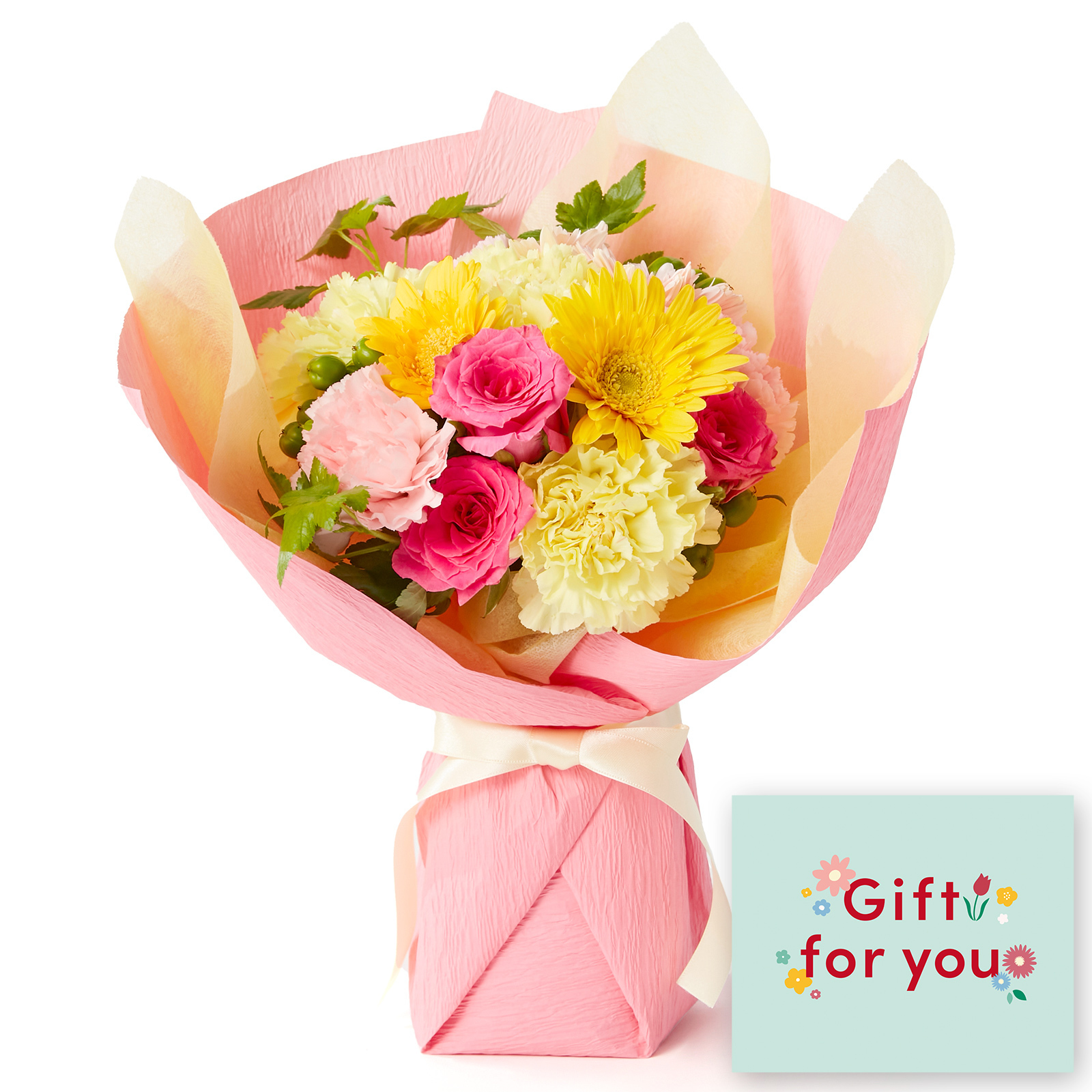 そのまま飾れるブーケ(カラフル)Mサイズ　Gift for youカード付き