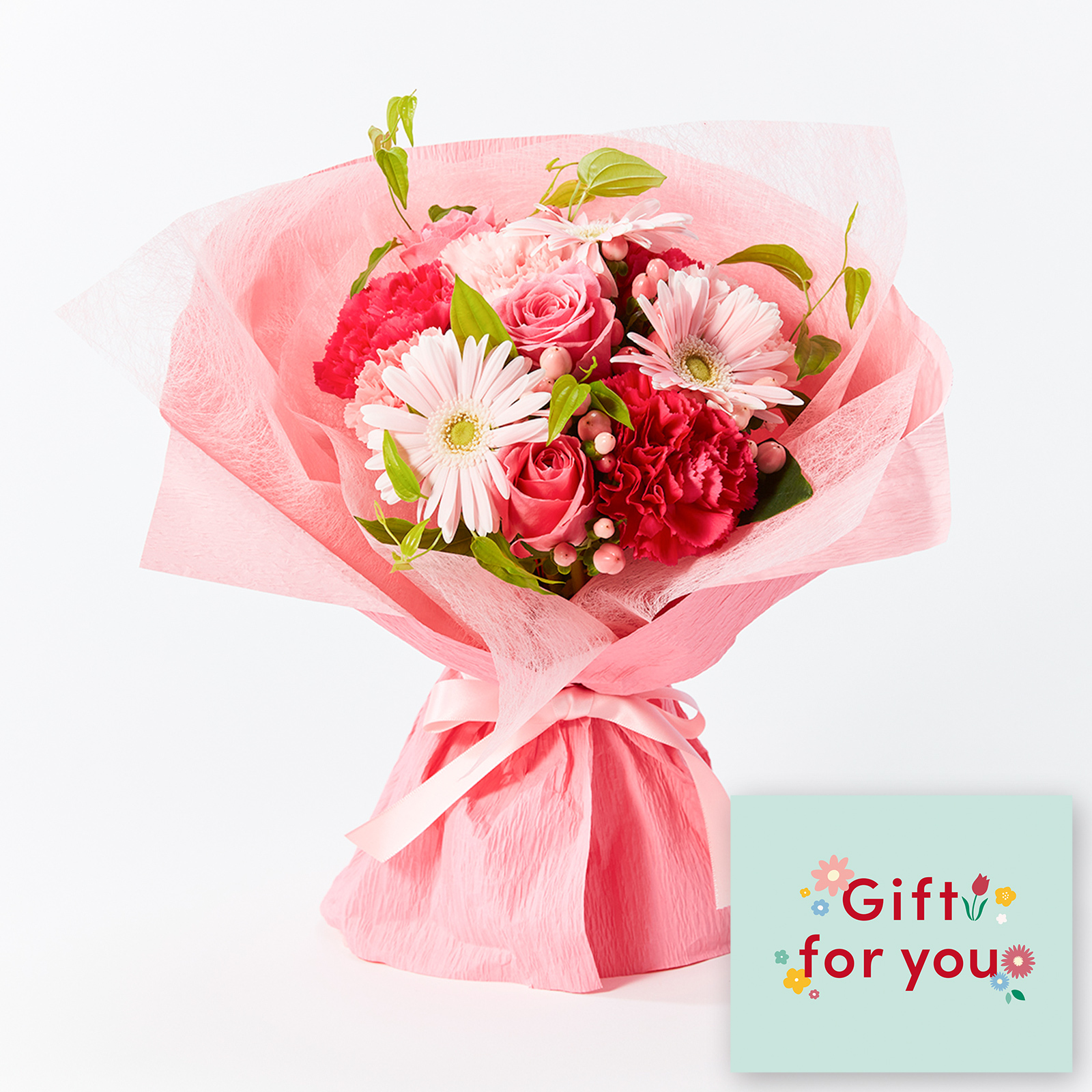 そのまま飾れるブーケ(ピンク)Mサイズ　Gift for youカード付き