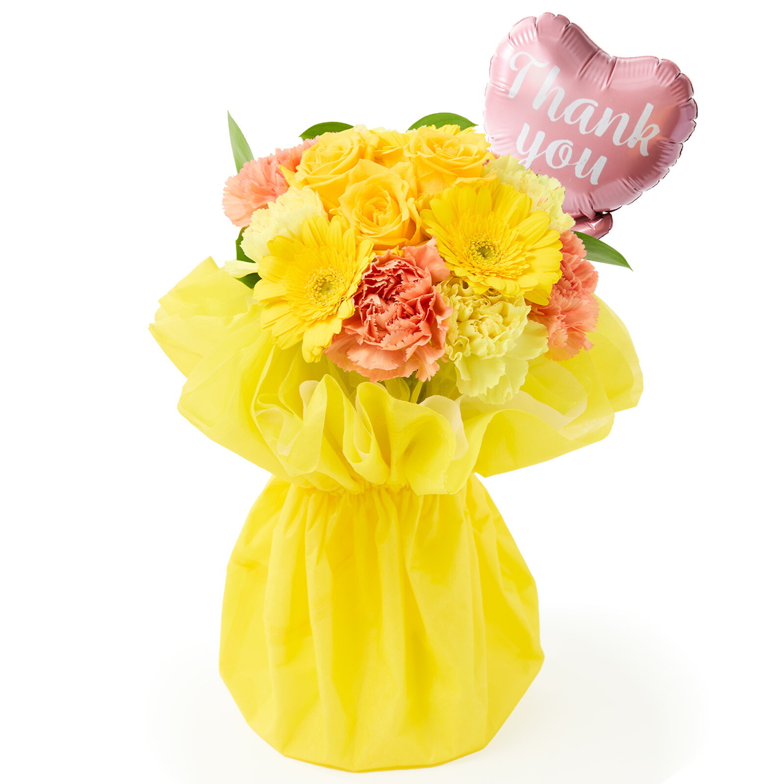 そのまま飾れるブーケ(黄色、Mサイズ) Thank youバルーン付き