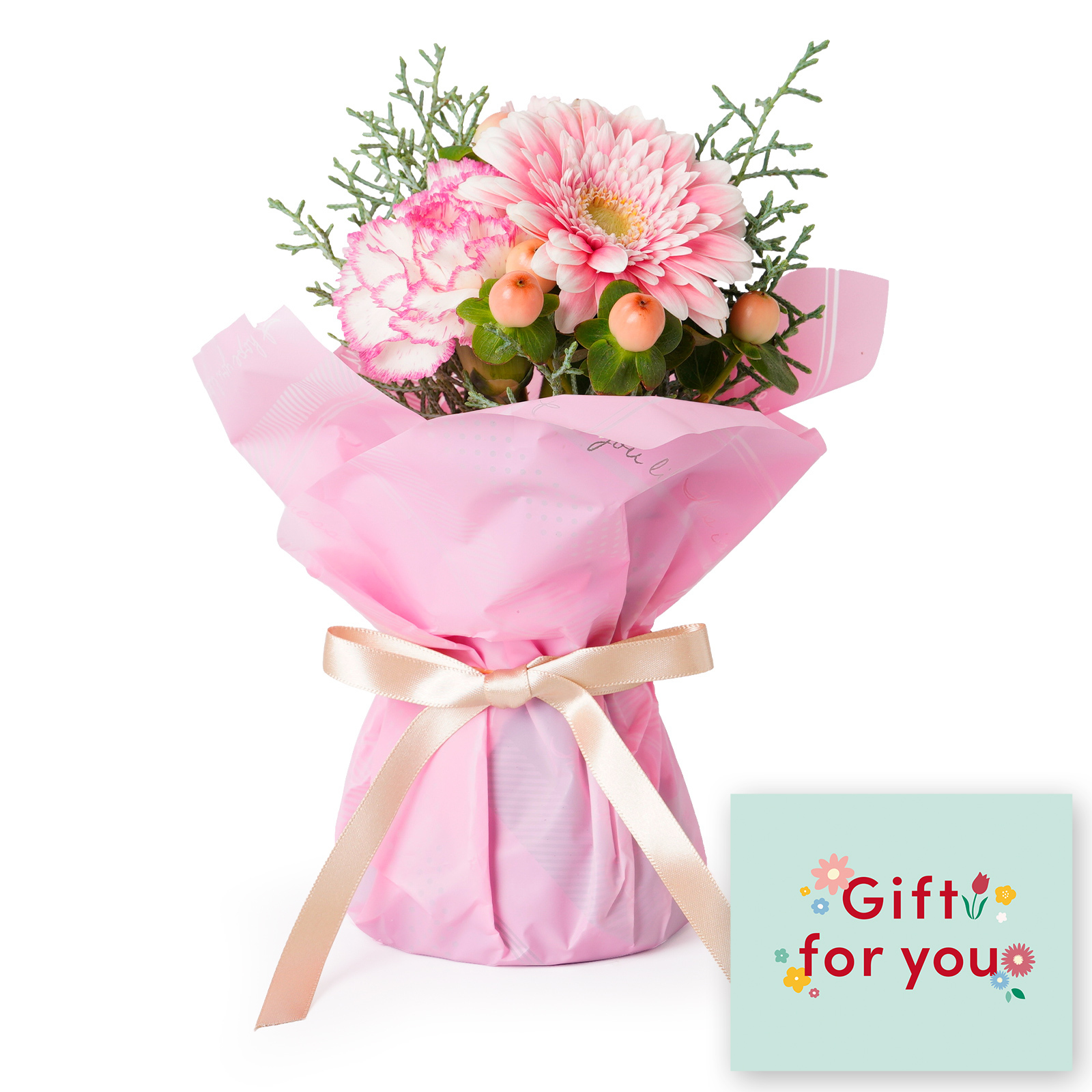 そのまま飾れるブーケ(ピンク)XSサイズ　Gift for youカード付き