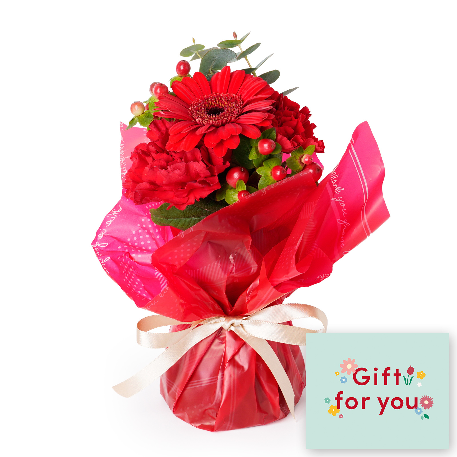 そのまま飾れるブーケ(ピンク)XSサイズ　Gift for youカード付き