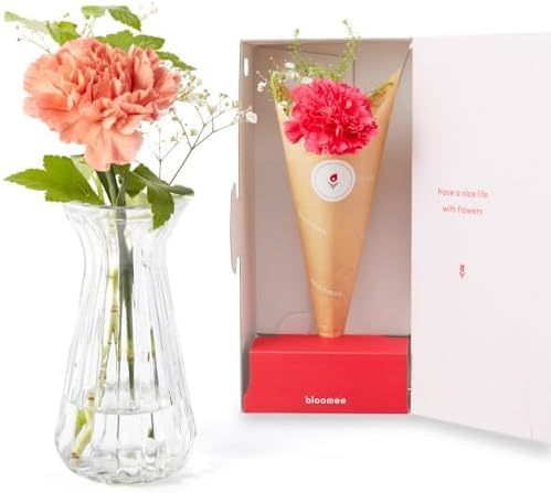 お花3本と花瓶セット(クリア01)　Gift for youカード付き