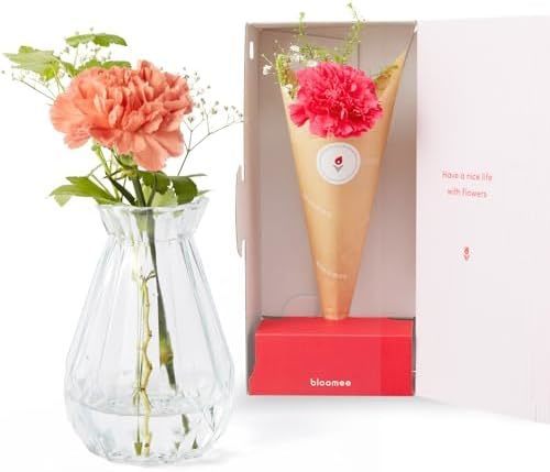 お花3本と花瓶セット(クリア02)　Gift for youカード付き
