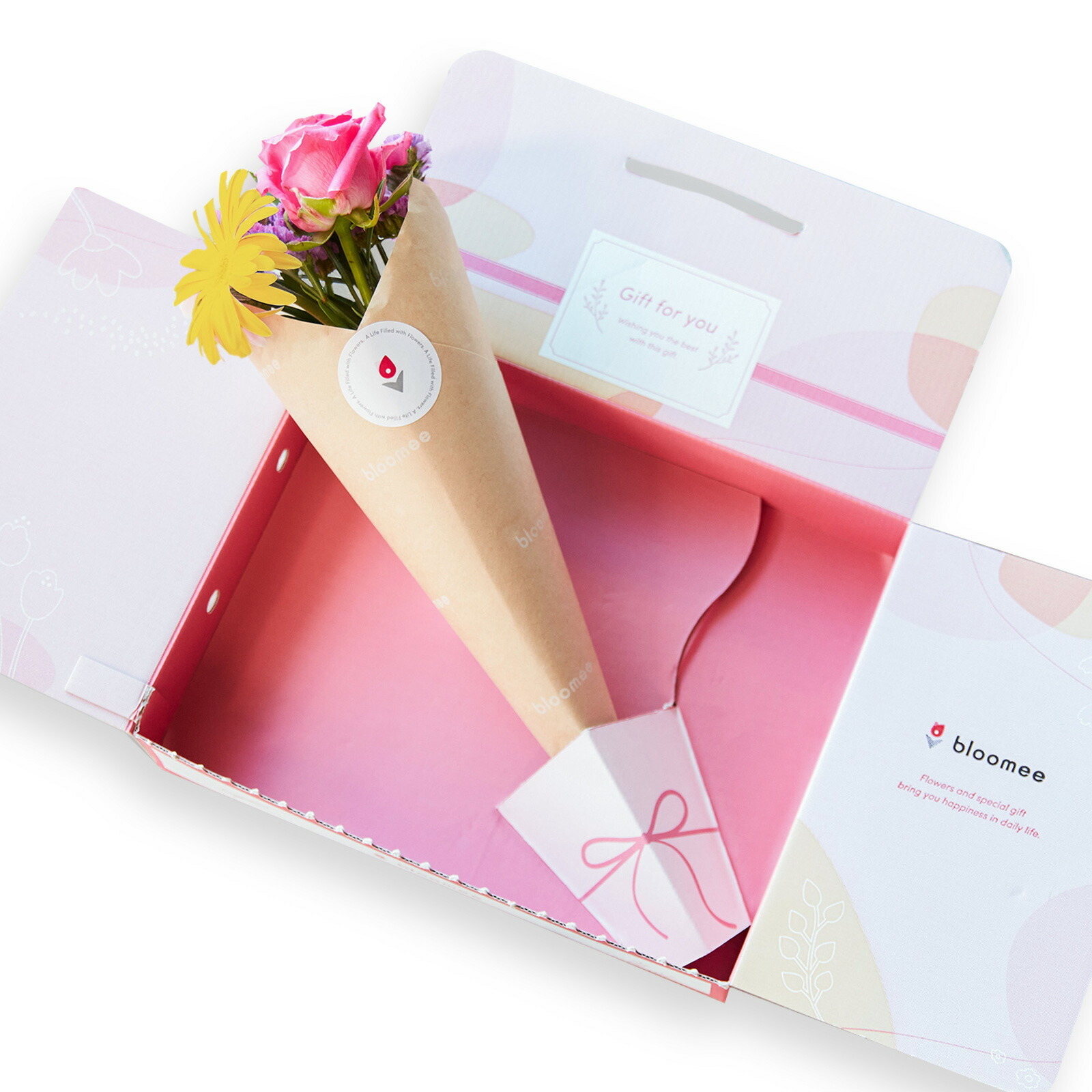 季節のお花4本ブーケ　Gift for youカード付き