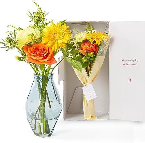 お花8本と花瓶セット(ブラック ひし形)　Gift for youカード付き