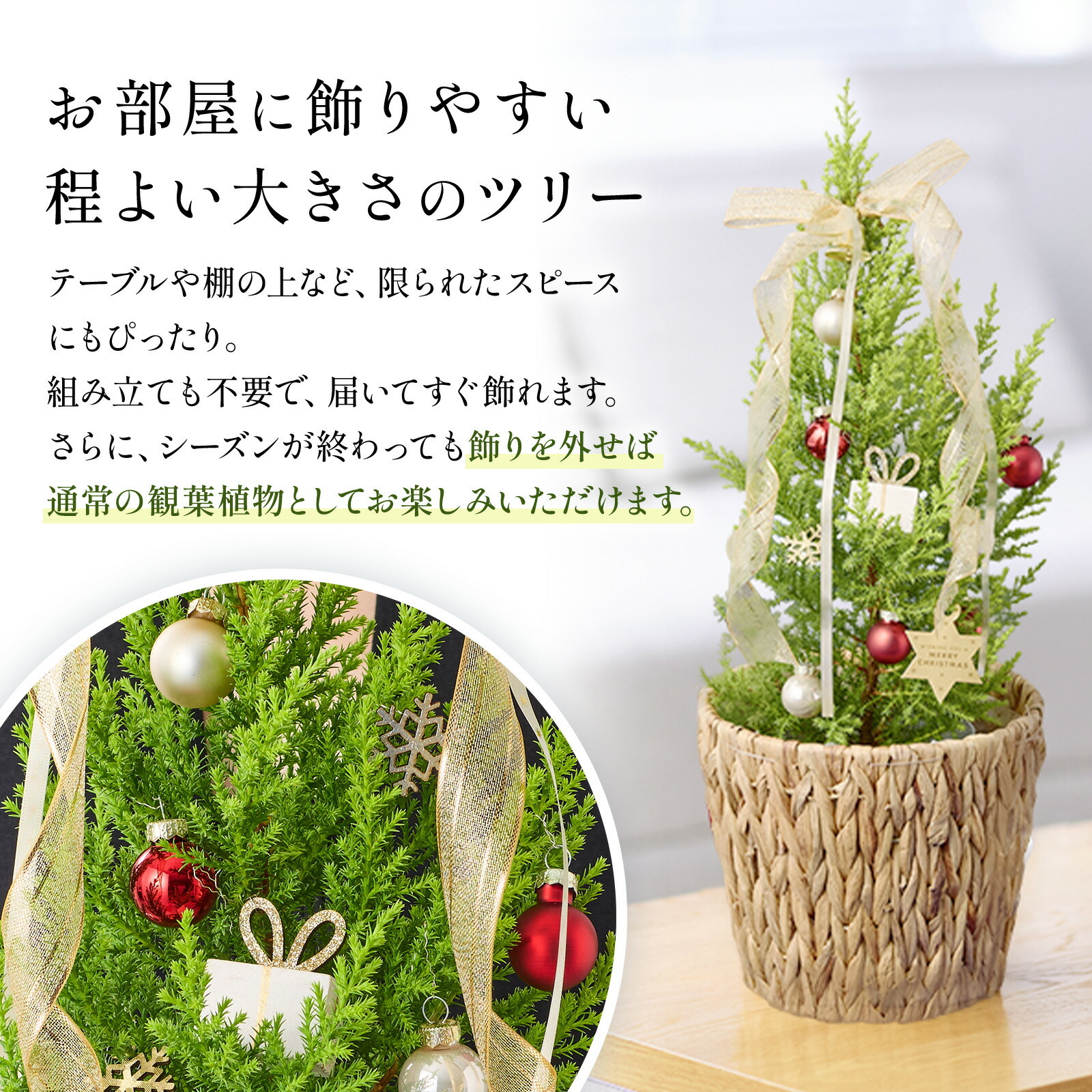 クリスマスミニツリー オーナメント付き