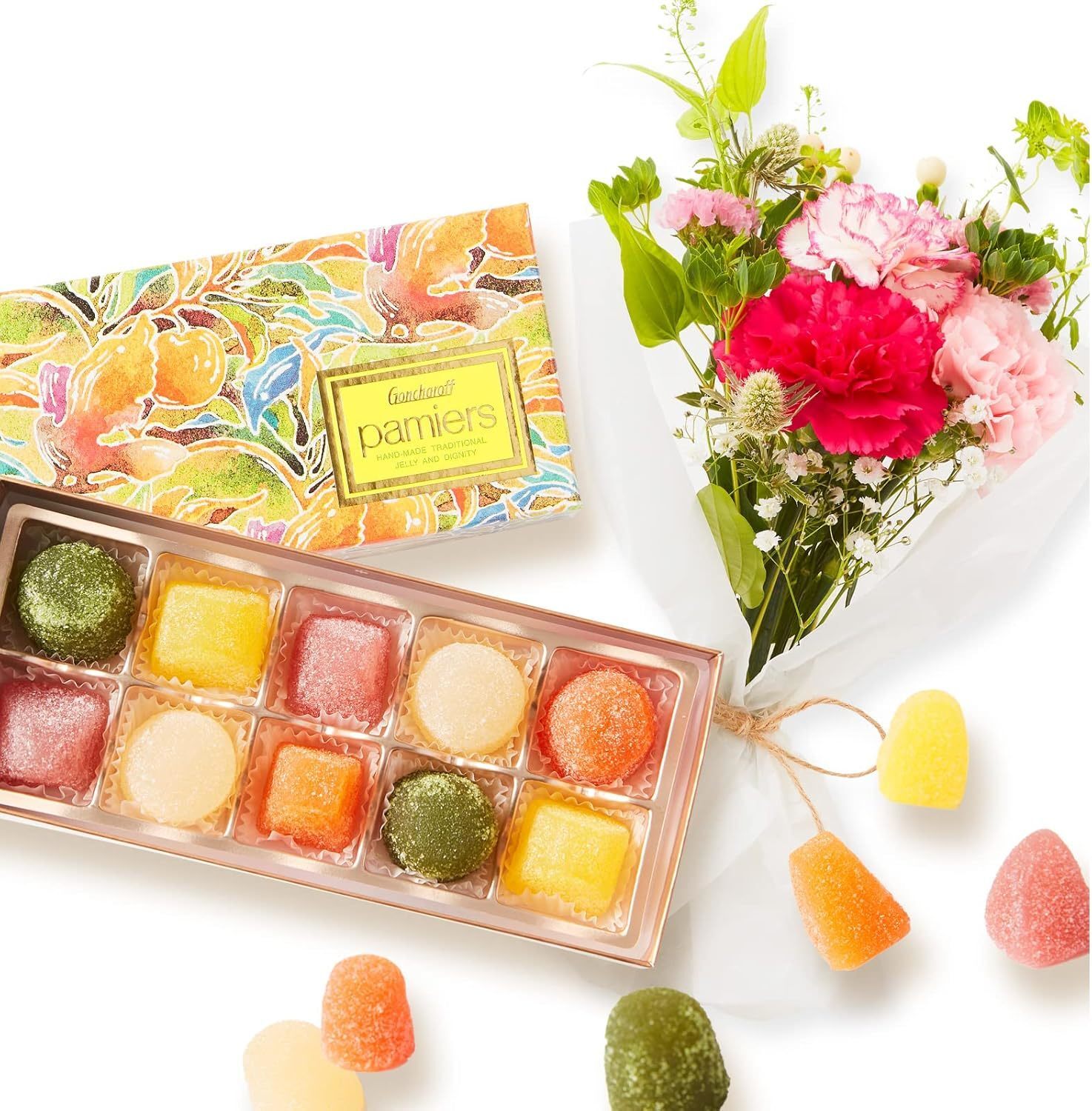 ゴンチャロフ パミエゼリー と 季節のお花ブーケ(8本)