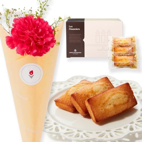 アンリ フィナンシェとお花3本　Gift for youカード付き