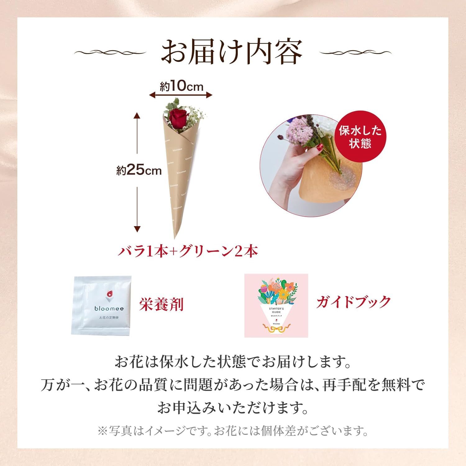 バラのミニブーケ クリスマスカード付き