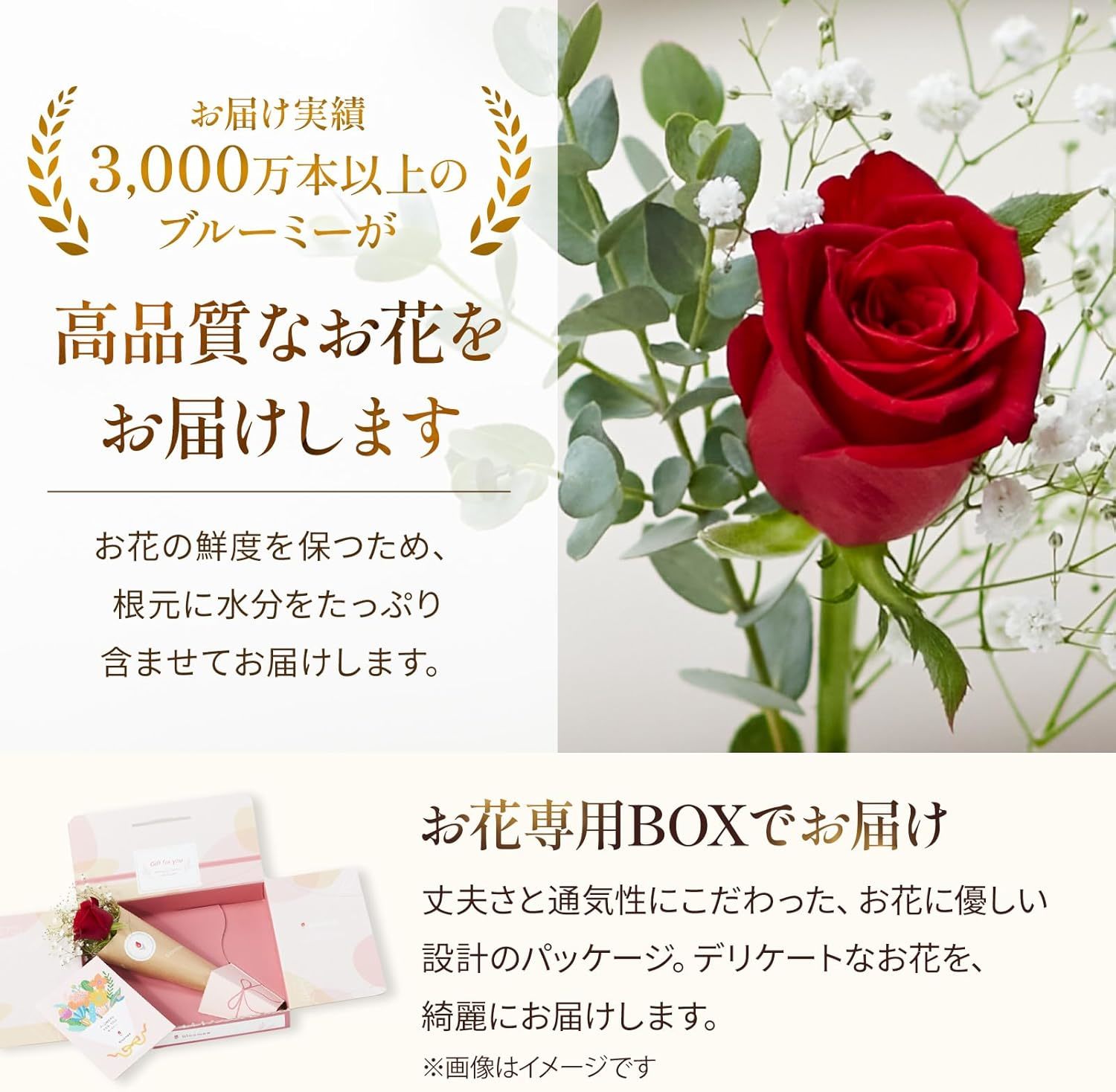 バラのミニブーケ クリスマスカード付き