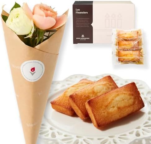 アンリ フィナンシェとお花4本　Gift for youカード付き