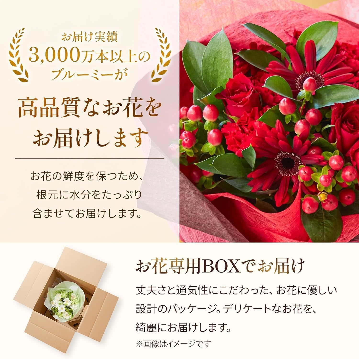 そのまま飾れるブーケ(赤色、Mサイズ) と アンリ・シャルパンティエ プティ・ガトー・アソルティ のセット