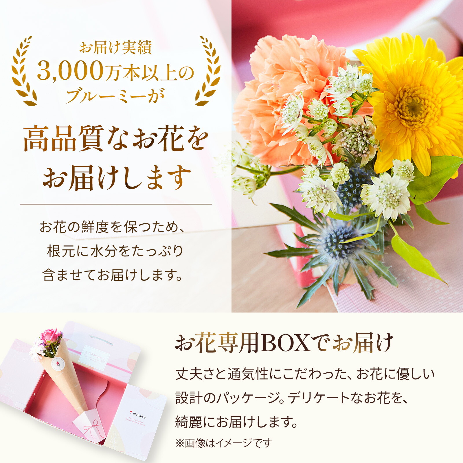 季節のお花ブーケ(4本) クリスマスカード付き