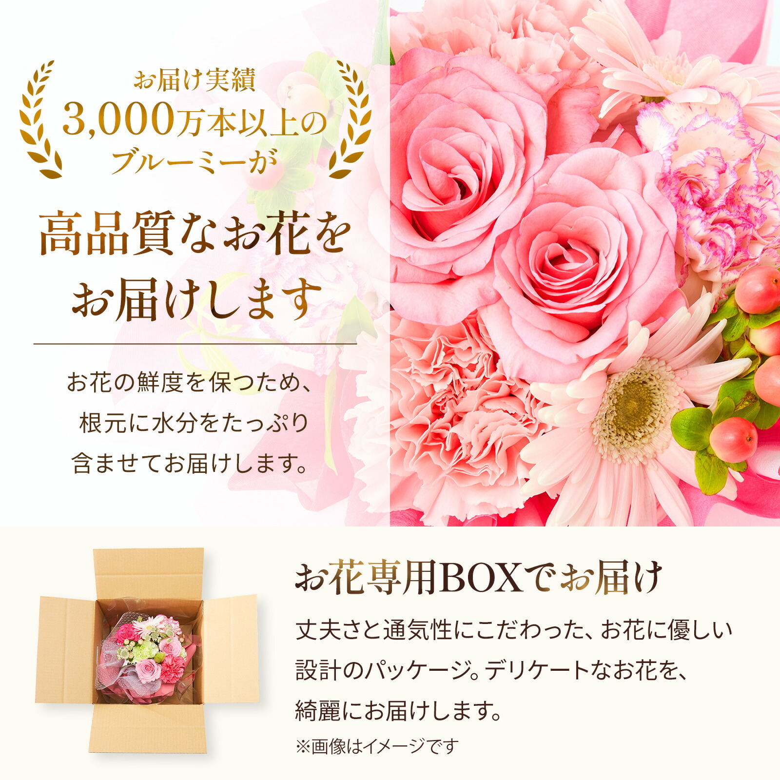 そのまま飾れるブーケ(ブルー、Sサイズ) Happy Birthday カード付き