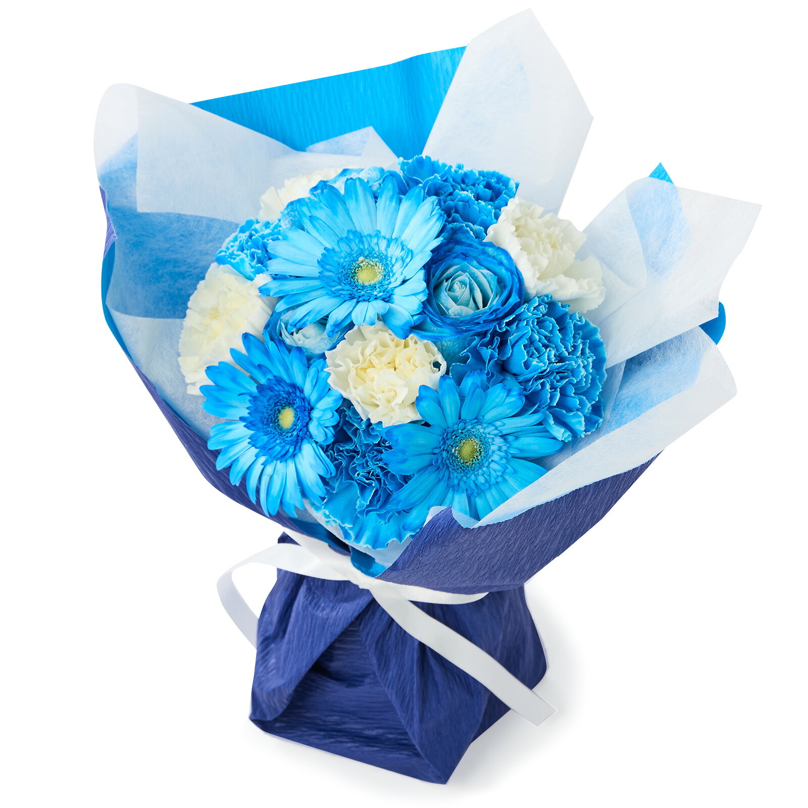 そのまま飾れるブーケ(ブルー、Mサイズ) Gift for youカード付き