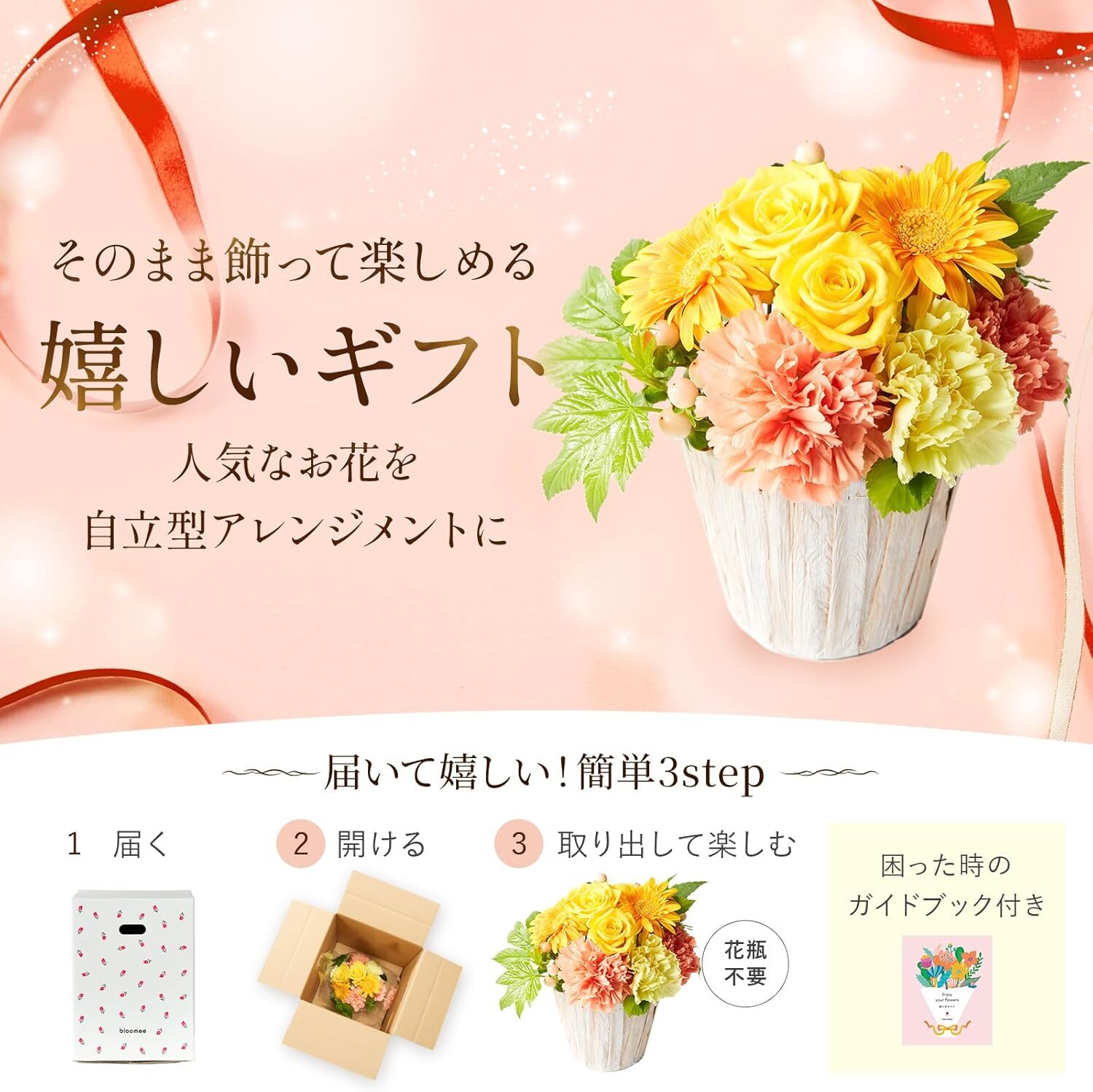 アレンジメント(ブルー) Sサイズ Happy Birthday カード付き