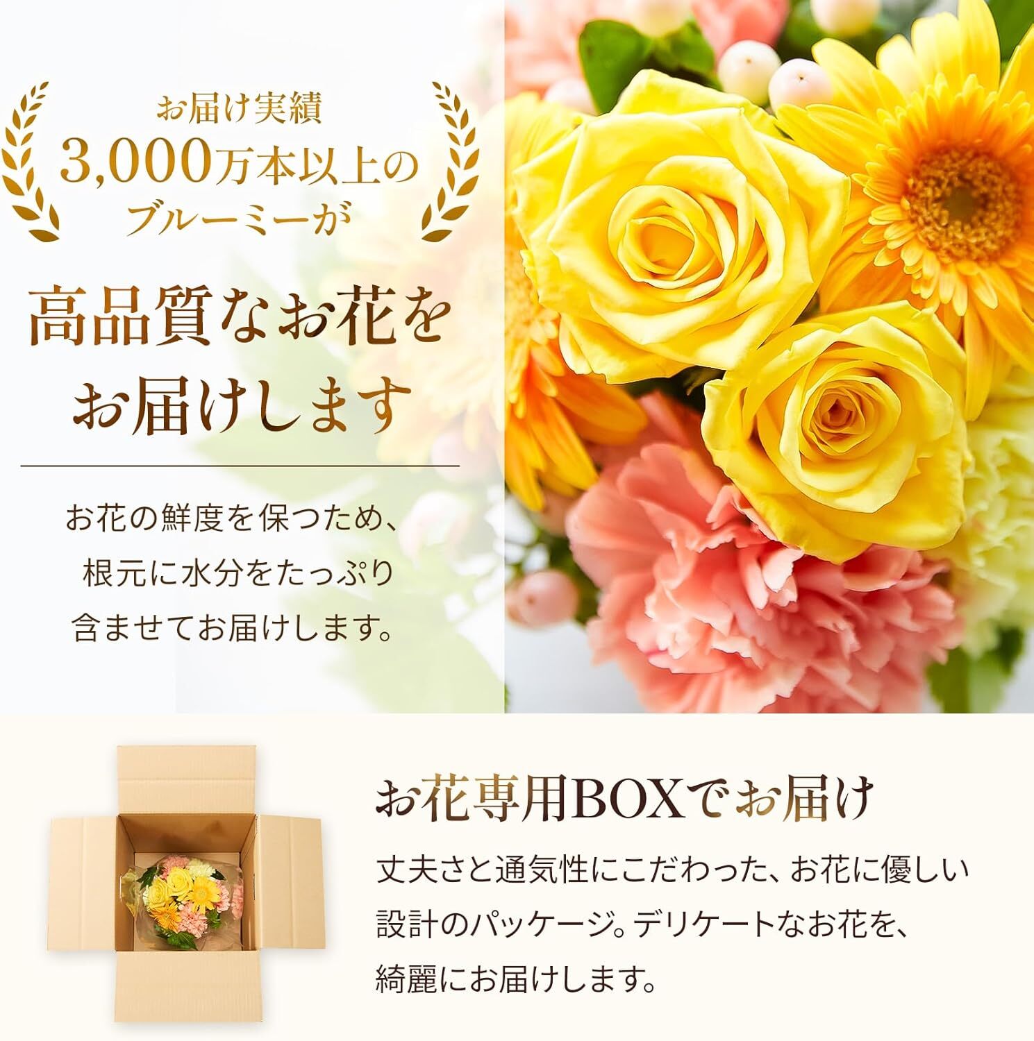 アレンジメント(ブルー) Sサイズ Happy Birthday カード付き