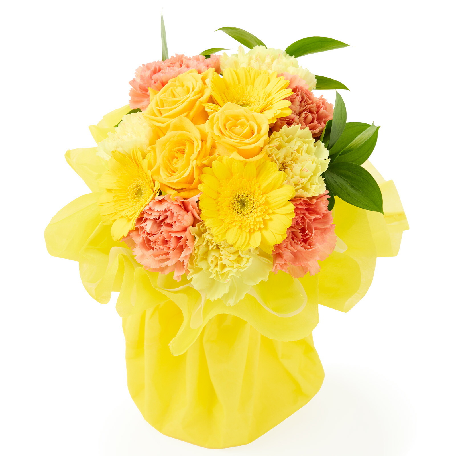 そのまま飾れるブーケ(黄色、Mサイズ) Happy Birthday カード付き