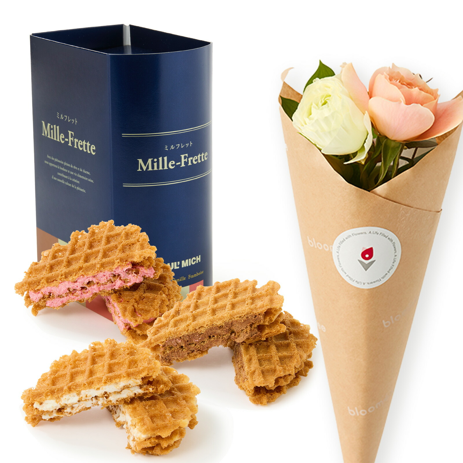 ブールミッシュ ミルフレット と 季節のお花ブーケ(4本)セット【母の日カード付き】