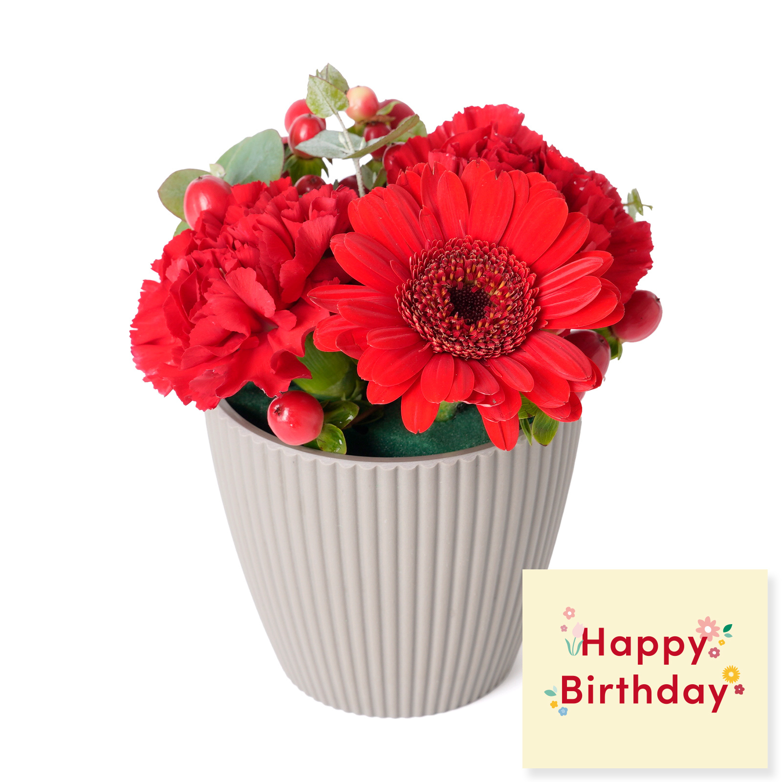 アレンジメント(赤)XSサイズ Happy Birthday カード付き