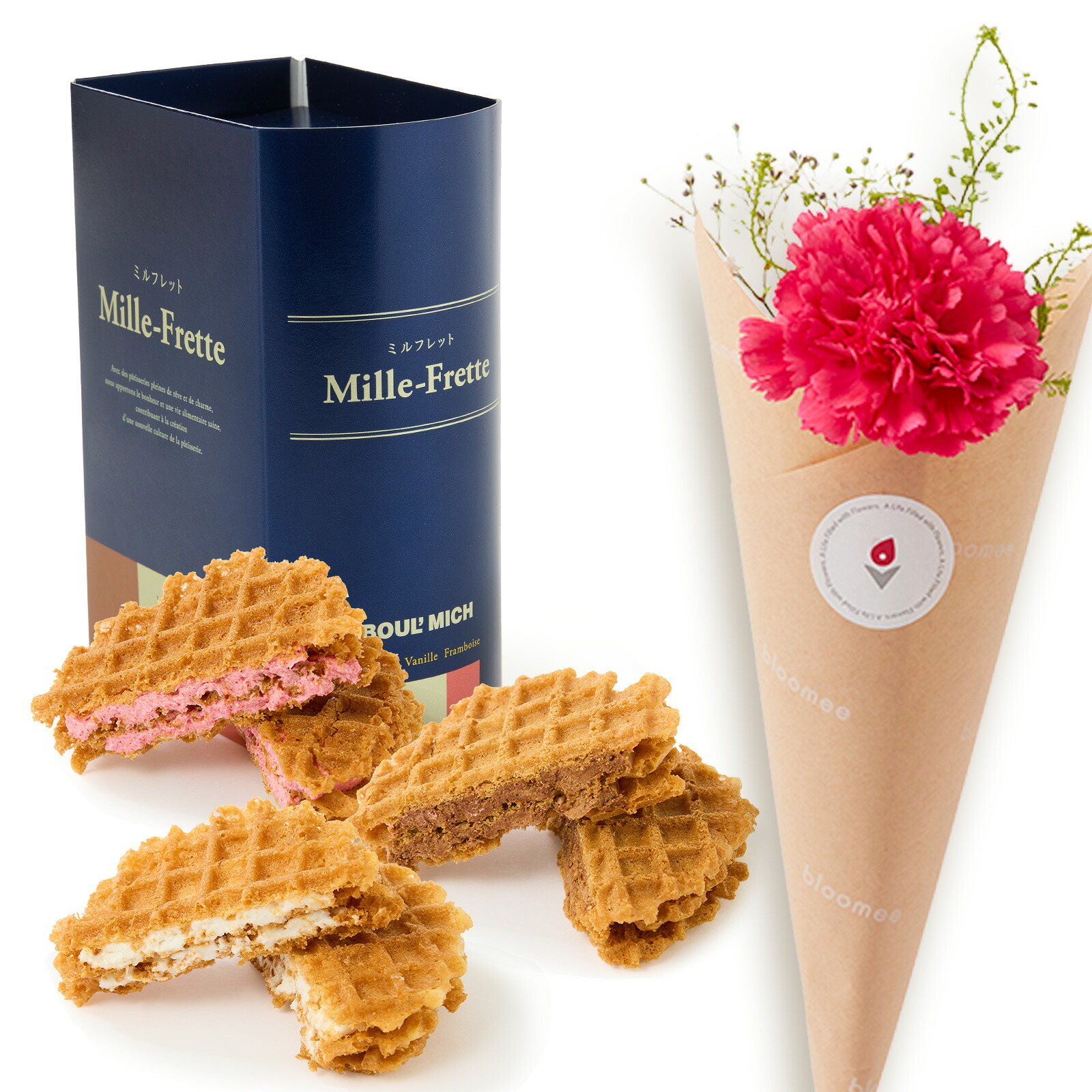 ブールミッシュ ミルフレット と 季節のお花ブーケ(3本)セット