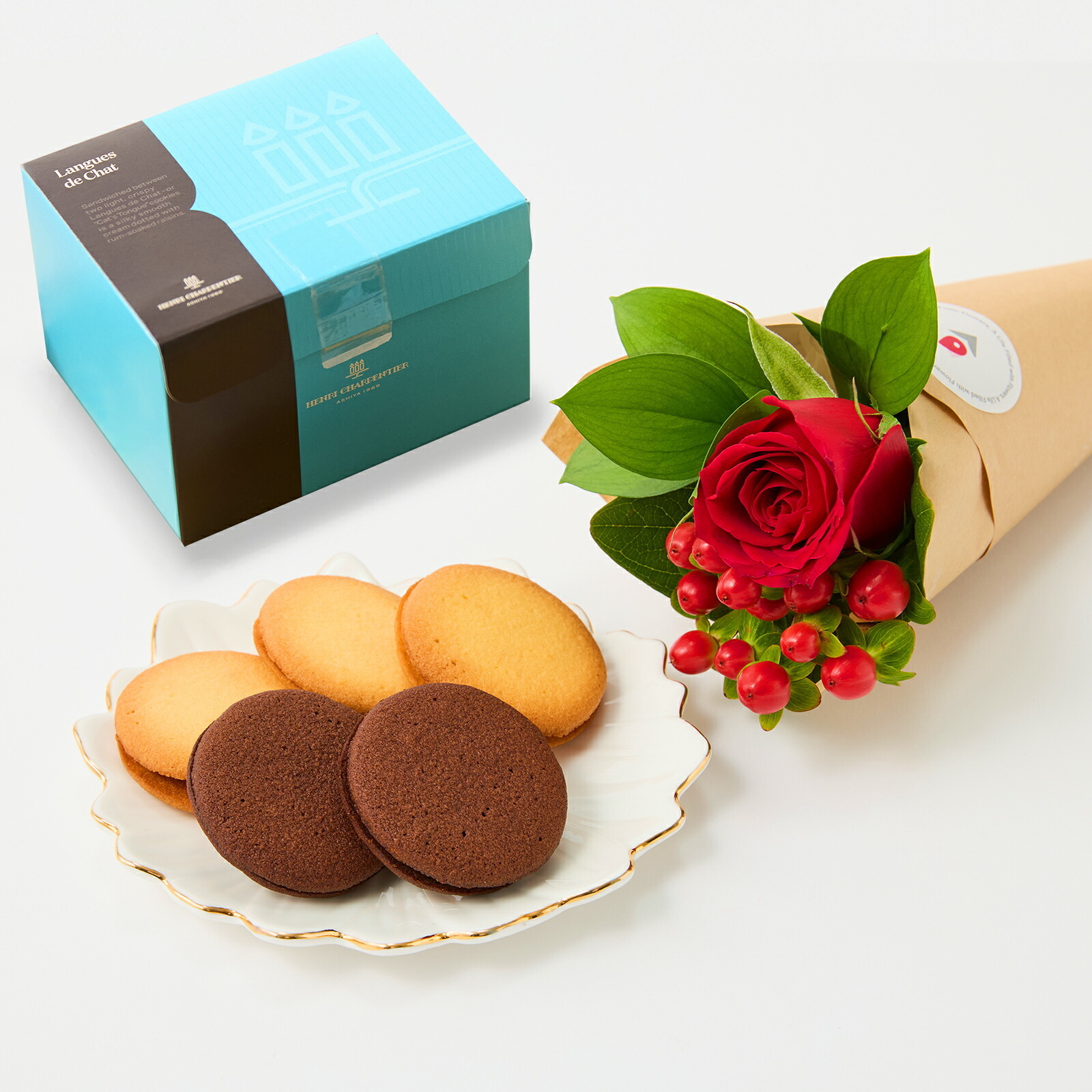 アンリ・シャルパンティエ　ラング・ド・シャとお花3本セット