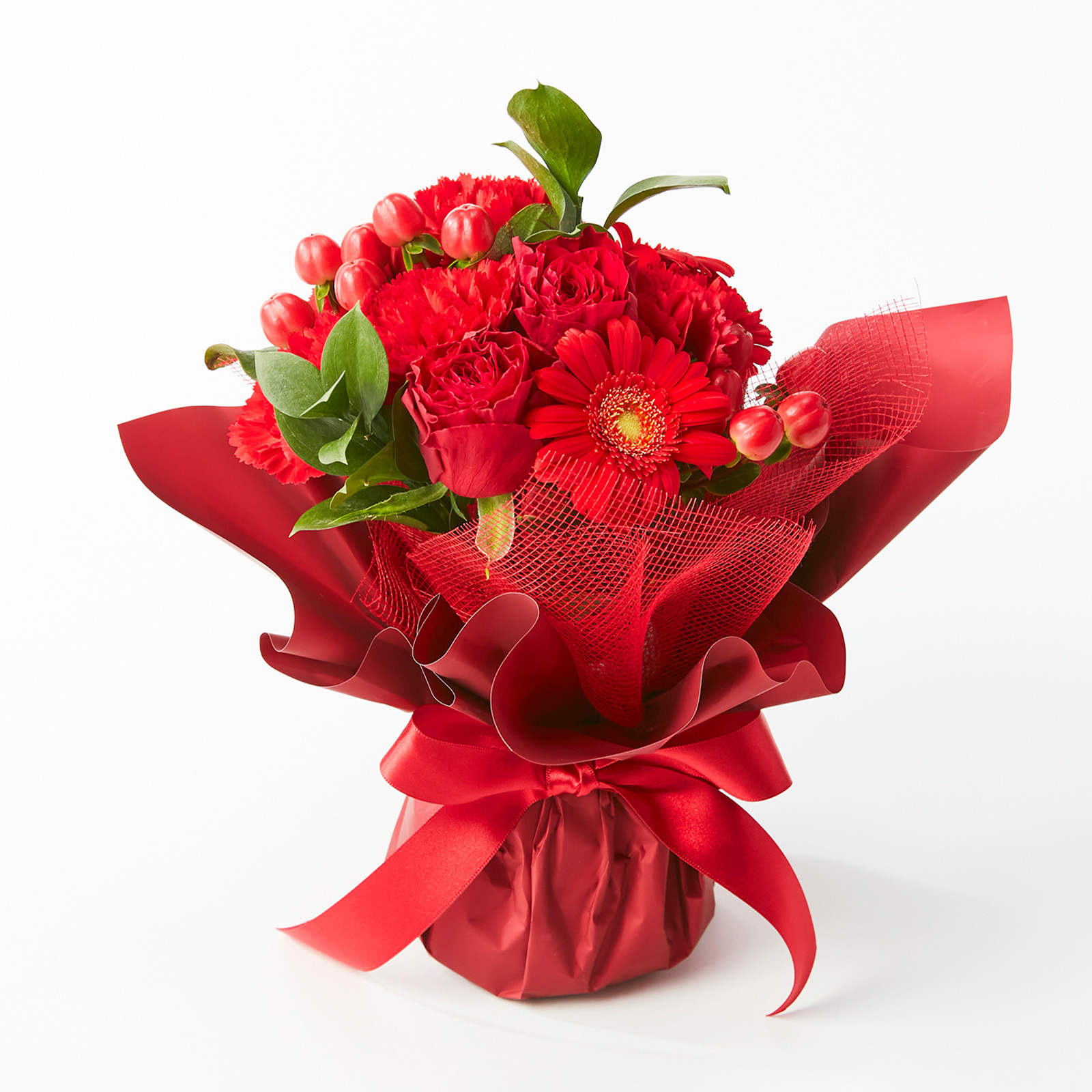 そのまま飾れるブーケ(赤色、Sサイズ) | お花のギフト通販 ブルーミー