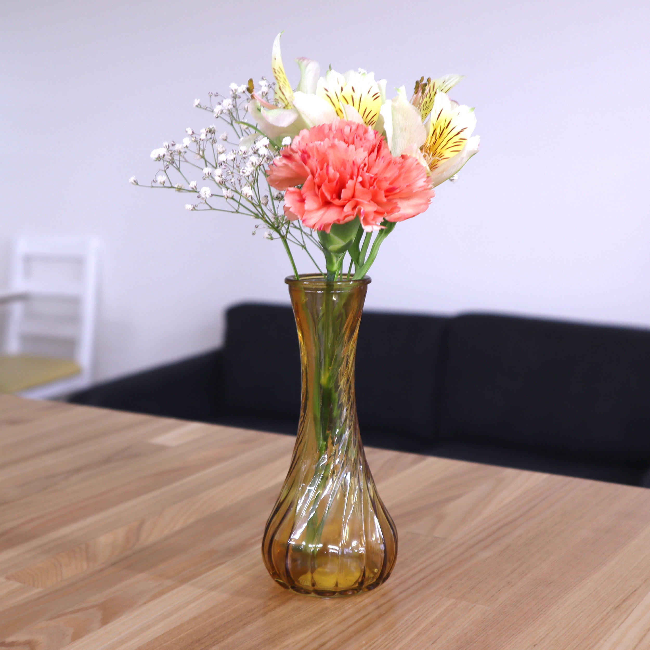 ＜花瓶＞ウェーブグラス イエロー