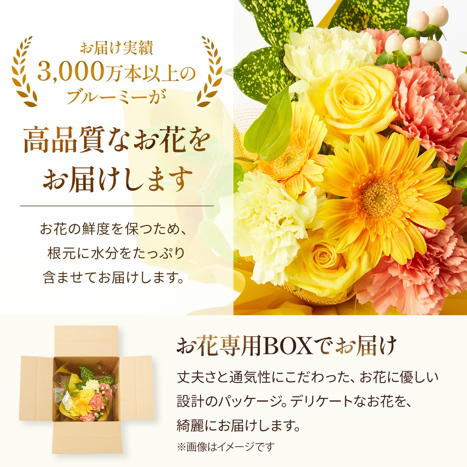 そのまま飾れるブーケ(黄色、Sサイズ) Happy Birthdayバルーン付き
