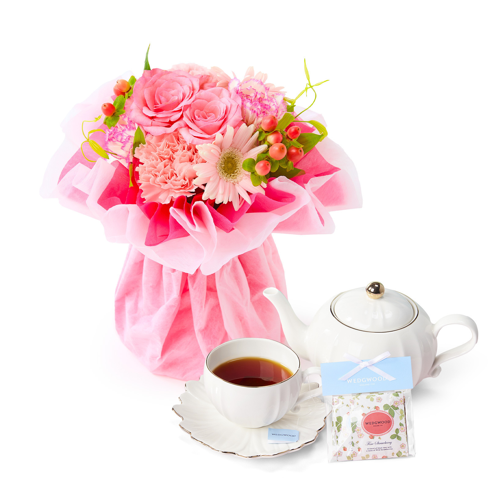 そのまま飾れるブーケSサイズ おまかせ WEDGWOOD紅茶セット