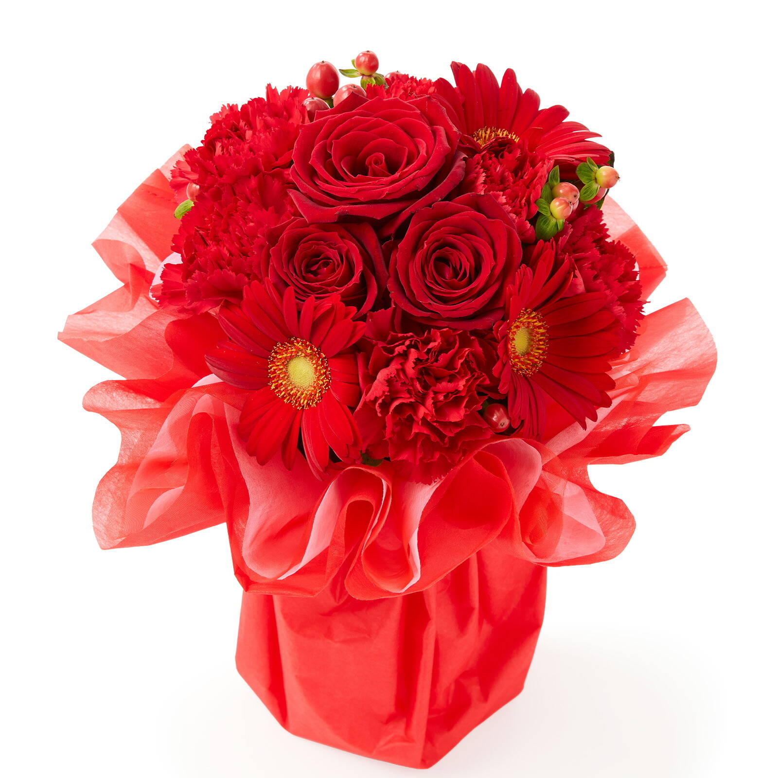 そのまま飾れるブーケ(赤色、Mサイズ)【母の日カード付き】