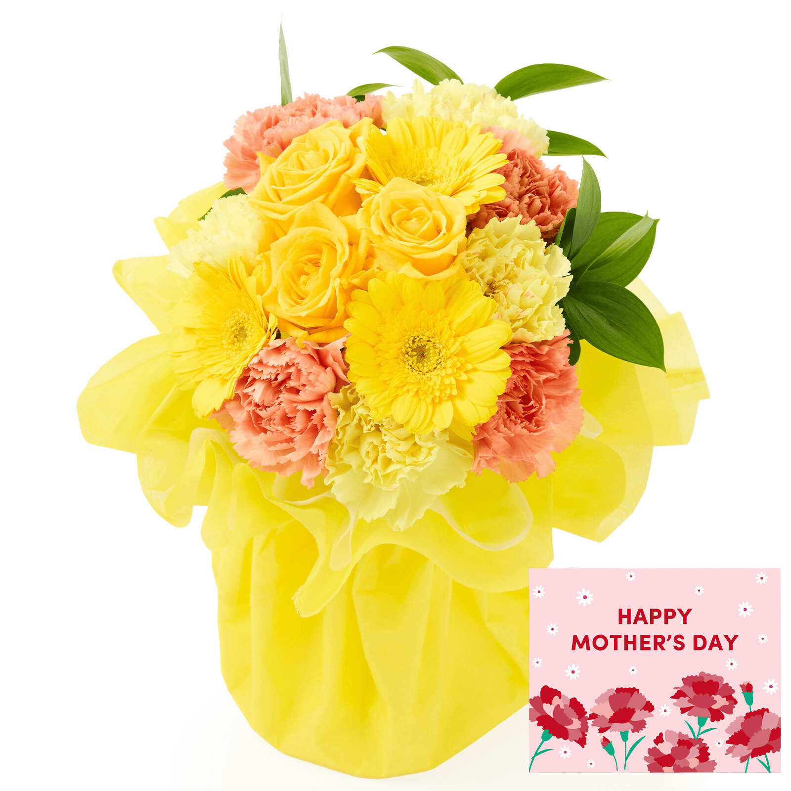 そのまま飾れるブーケ(黄色、Mサイズ)【母の日カード付き】