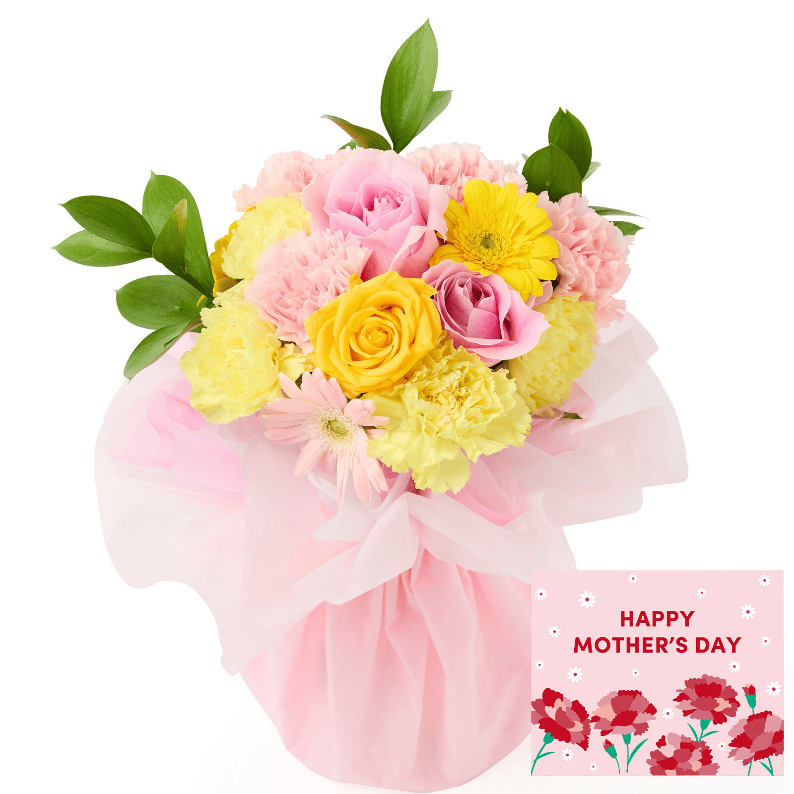 そのまま飾れるブーケ(カラフル、Mサイズ)【母の日カード付き】